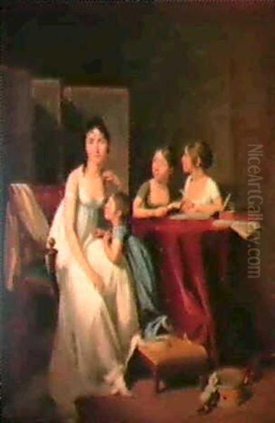 Madame Lousis-julien Gohin, Son Fils Et Ses Belles-filles Oil Painting by Louis Leopold Boilly