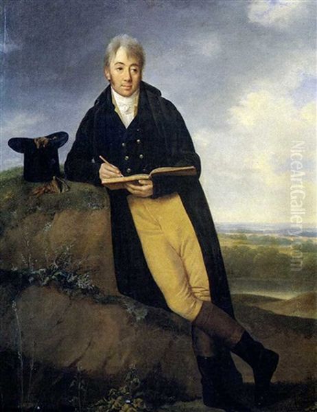 Portrait Of A Gentleman Sketching In A Landscape Oil Painting by Louis Leopold Boilly