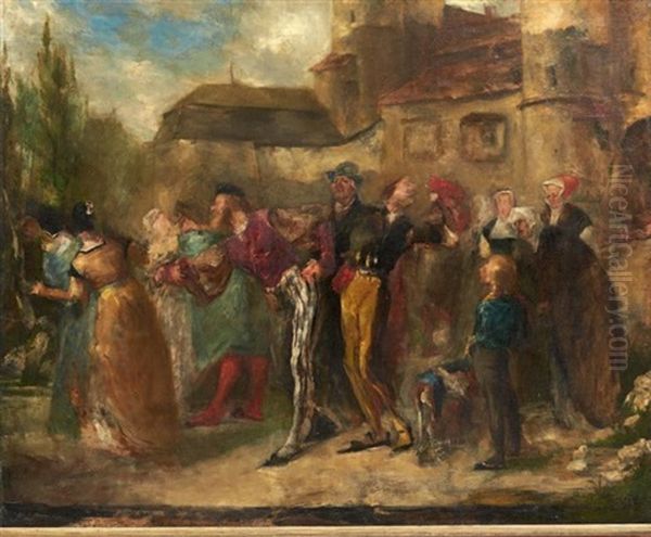 Comedie De Rue Oil Painting by Emile Boilvin