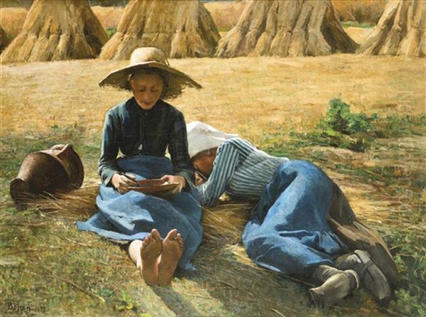 Resting In The Fields Oil Painting by Alexandre-Emile Boiron