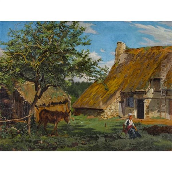 Ferme Du Cote De Locraz Oil Painting by Charles Edouard du Bois