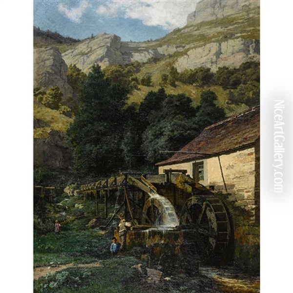 Le Moulin Des Echelles De La Mort Oil Painting by Charles Edouard du Bois