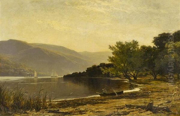 Am Ufer Eines Gebirgssees In Der Schweiz Oil Painting by Charles Edouard du Bois