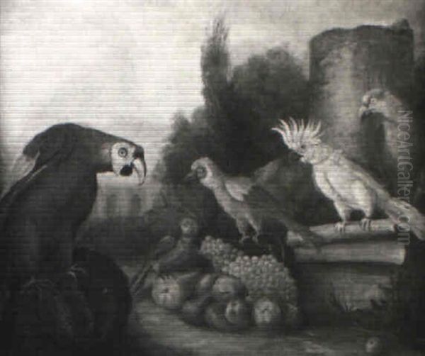 Stilleben Mit Fruchten Und Exotischen Vogeln Oil Painting by Charles Edouard du Bois