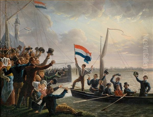 Die Ruckkehr Von Jacobus Hobein (1810-1888) Am 19. Marz Oil Painting by Dominicus Franciscus du Bois