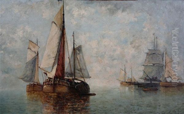 Voiliers Par Temps Calme Oil Painting by Theodore du Bois