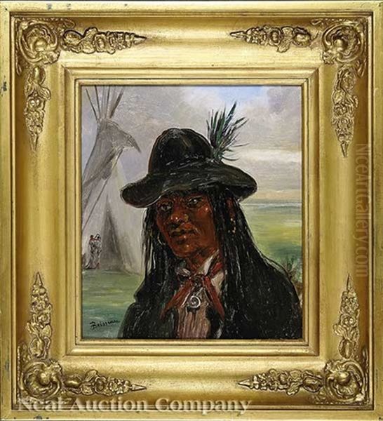 Portraits Of A Choctaw Indian Man And Woman (2 Works) Oil Painting by Alfred W. Boisseau