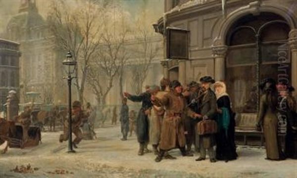 Montreal Street Scene Oil Painting by Alfred W. Boisseau