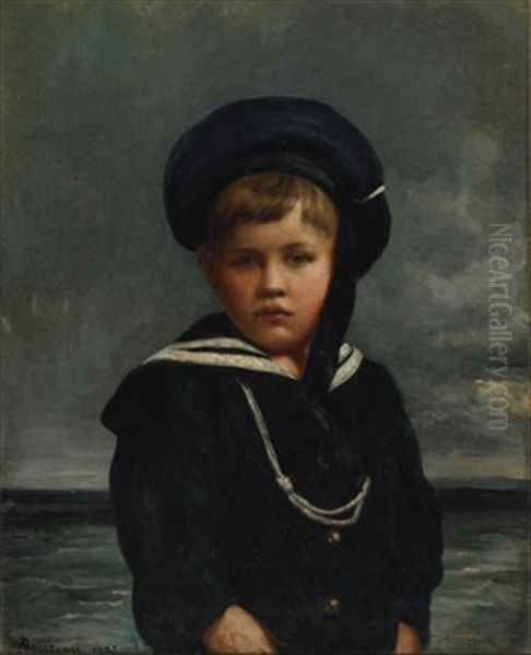 Boy In A Sailor Suit Oil Painting by Alfred W. Boisseau