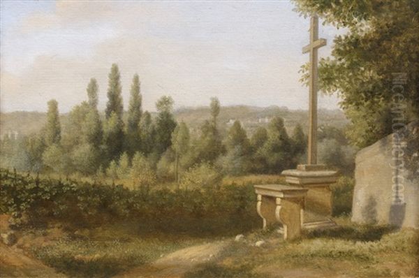 Paysage Au Calvaire Oil Painting by Antoine-Felix (Boisselier le Jeune) Boisselier