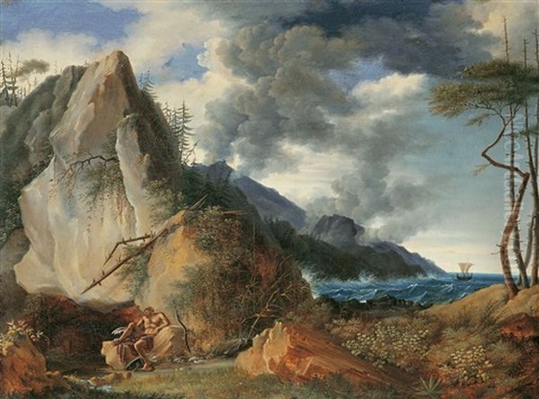 Der Kranke Philoktetes Auf Der Insel Lemnos Oil Painting by Antoine-Felix (Boisselier le Jeune) Boisselier