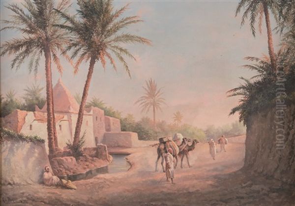 Campement Dans Le Desert Oil Painting by Emile Boivin