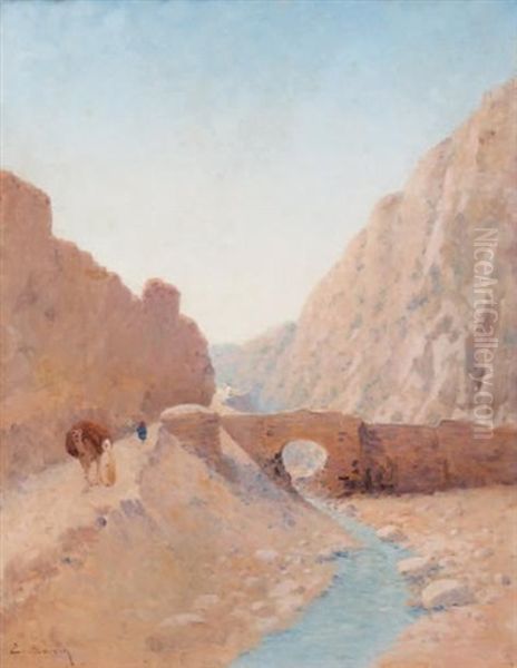 Debut D'une Caravane Longeant L'oued Oil Painting by Emile Boivin