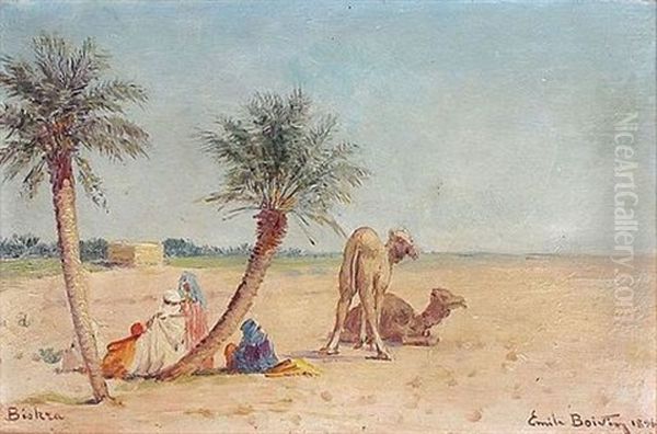 Vues De Biskra (2 Works) Oil Painting by Emile Boivin