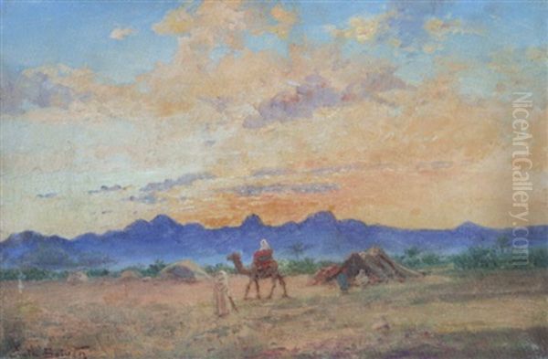 Chamelier Devant Le Campement Oil Painting by Emile Boivin