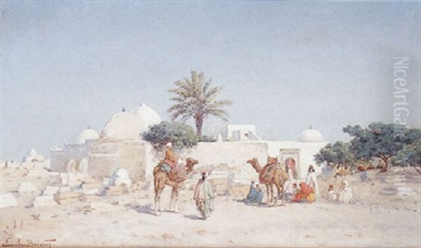 Halte Pres D'un Mausolee En Tunisie Oil Painting by Emile Boivin