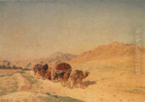 Caravane Sur Le Chemin Oil Painting by Emile Boivin