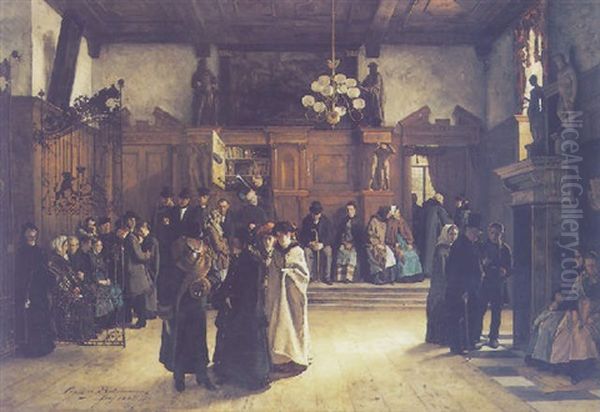 Outside The Tribunal Oil Painting by Christian Ludwig Bokelmann