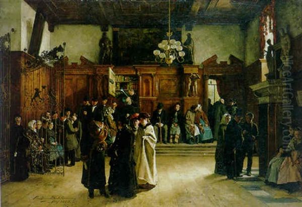 In The Courtroom Oil Painting by Christian Ludwig Bokelmann