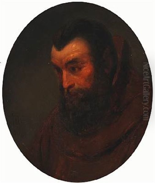 A Monk Oil Painting by Johan Kristofer Boklund