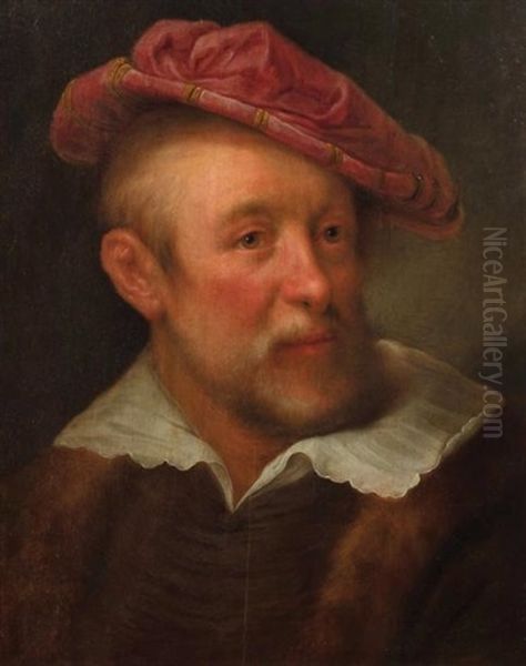 Portrait D'homme Au Beret Rouge Oil Painting by Ferdinand Bol