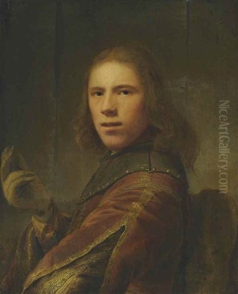 Portrait Of A Young Man, Half-length, In A Gorget Oil Painting by Ferdinand Bol