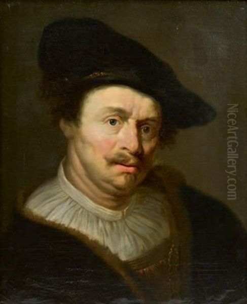 Portrait D'homme Au Manteau De Fourrure Oil Painting by Ferdinand Bol