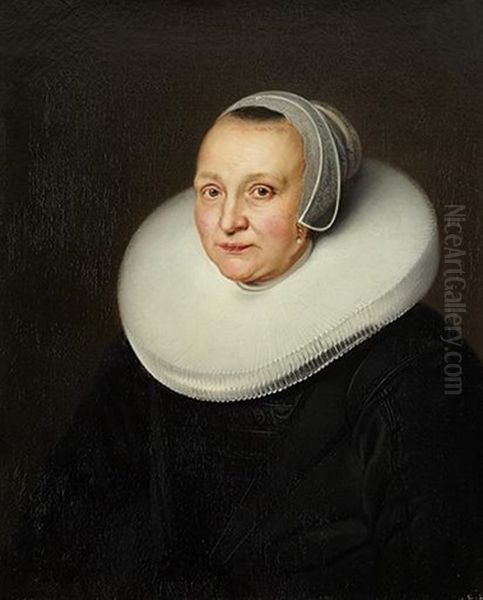 Portrait De Femme Agee De 58 Ans Oil Painting by Ferdinand Bol