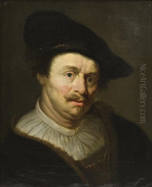 Portrait D'homme Au Manteau De Fourrure Oil Painting by Ferdinand Bol