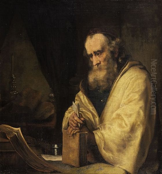 Philosopher (or Apostel) With Quill And Book Oil Painting by Ferdinand Bol