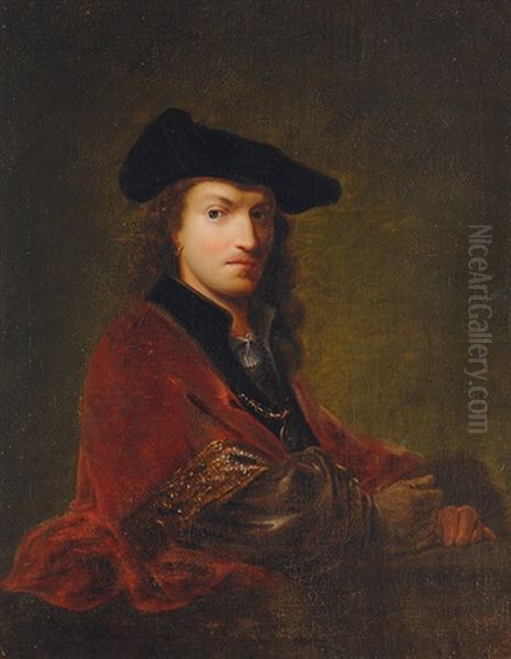 Portrait Of A Gentleman With Beret Oil Painting by Ferdinand Bol