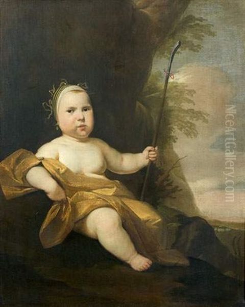 Portrait D'enfant Dans Un Paysage by Ferdinand Bol