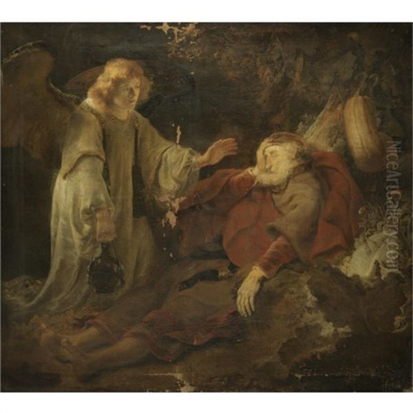 The Angel Appearing To Elijah Oil Painting by Ferdinand Bol