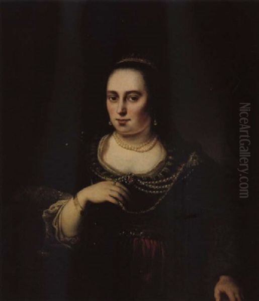 Junge Frau Mit Perlenschmuck Oil Painting by Ferdinand Bol