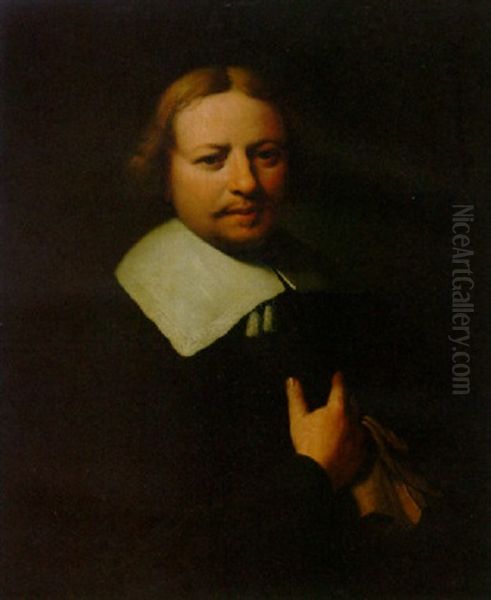 Portrait Of A Gentleman In A Black Coat Oil Painting by Ferdinand Bol