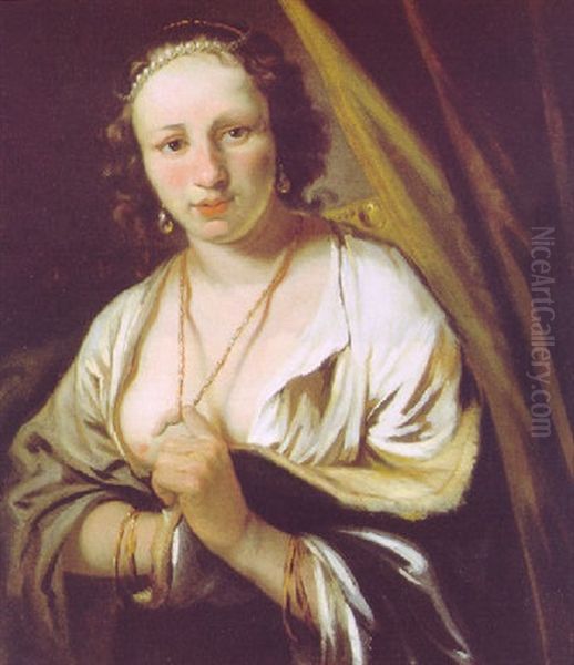 Bildnis Einer Dame Mit Perlenkette Im Haar Oil Painting by Ferdinand Bol