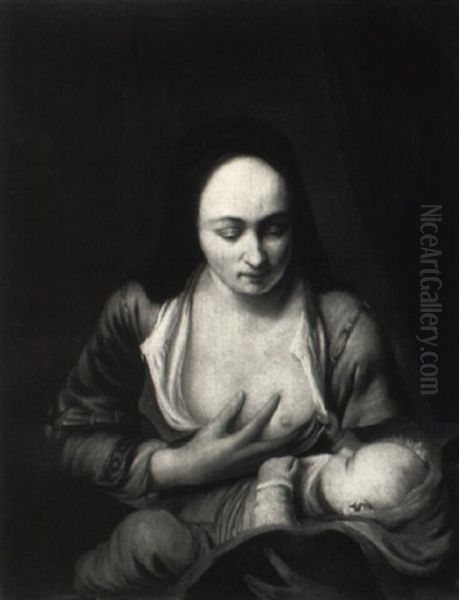 A Mother Nursing Her Child Oil Painting by Ferdinand Bol