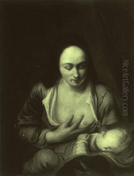 Mother Nursing Her Child Oil Painting by Ferdinand Bol