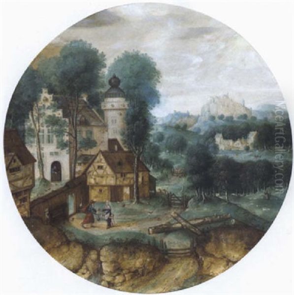 Landschaft Mit Elias Und Der Witwe Von Sarepta Oil Painting by Hans Bol