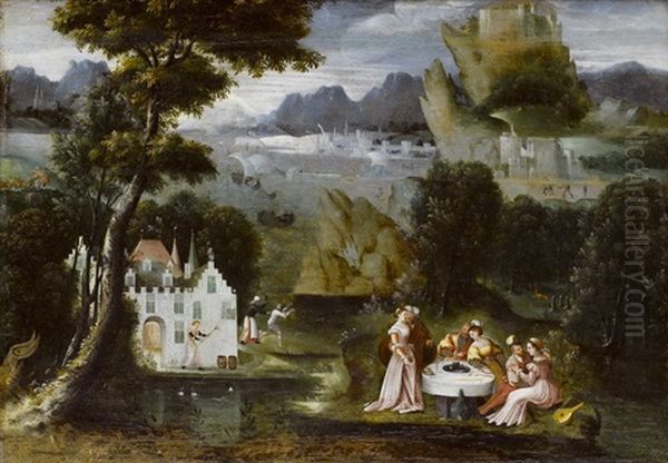 Phantasielandschaft Mit Der Darstellung Der Allegorie Des Verlorenen Sohnes Oil Painting by Philips Bol