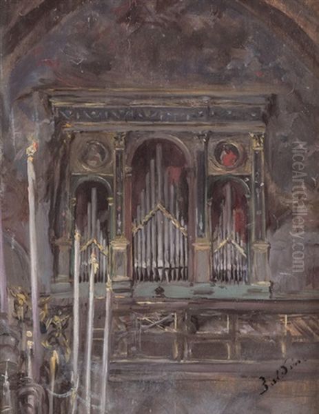 Kircheninterieur Mit Blick Zur Orgel Oil Painting by Giovanni Boldini