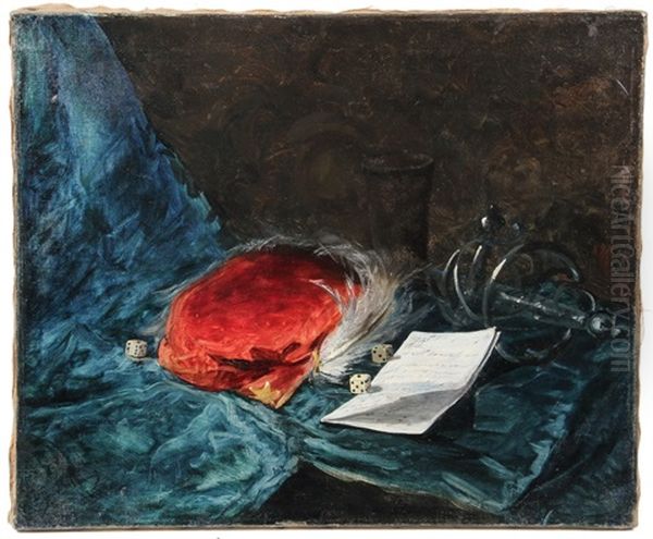 Still Life With Cap, Sword, Dice And Note Oil Painting by Giovanni Boldini