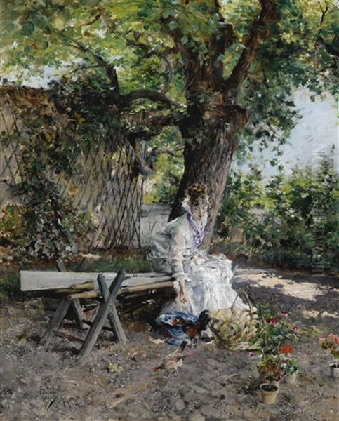 In The Garden Oil Painting by Giovanni Boldini