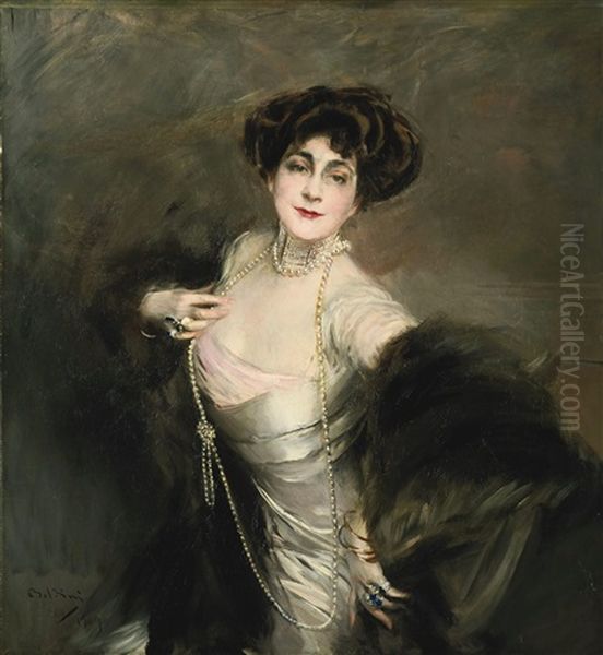 Signora Diaz Albertini Oil Painting by Giovanni Boldini