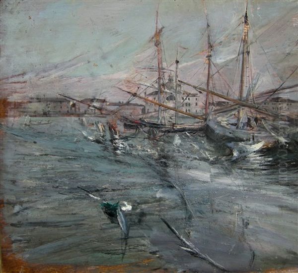 Barche A Venezia Oil Painting by Giovanni Boldini