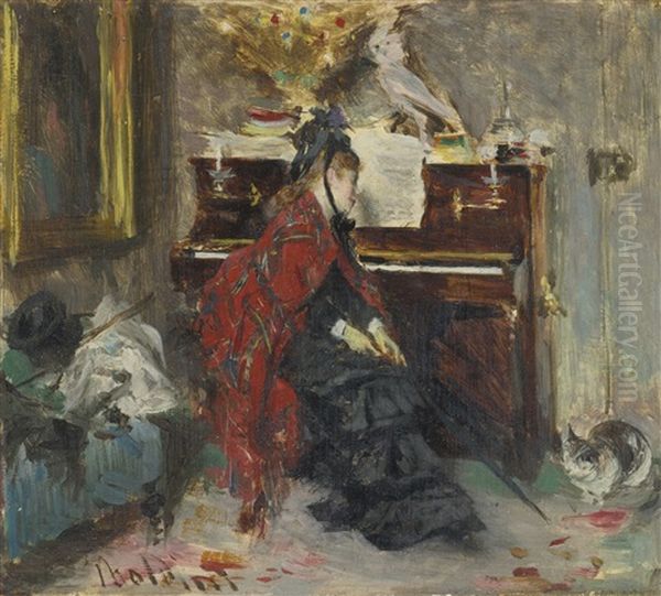 Woman At The Piano Oil Painting by Giovanni Boldini