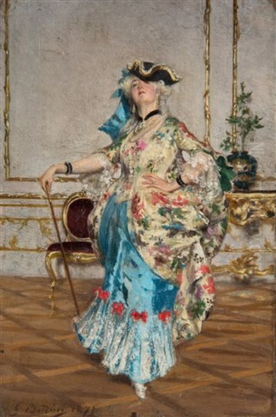 An Elegant Lady Oil Painting by Giovanni Boldini