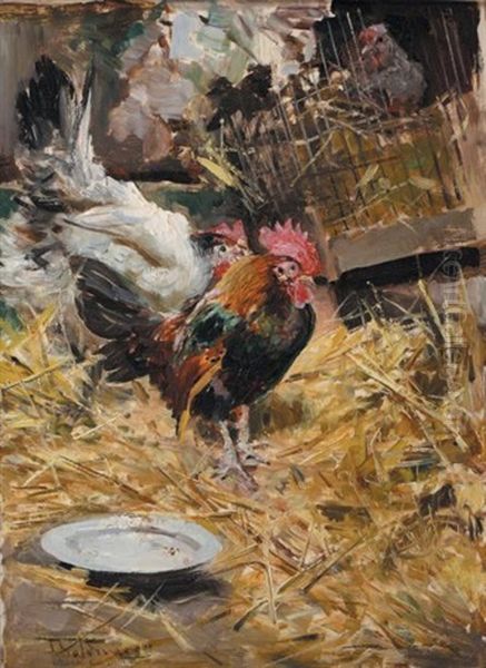 Coq Et Poules Oil Painting by Giovanni Boldini