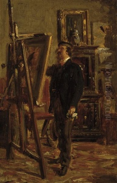 Cristiano Banti Al Cavalletto Oil Painting by Giovanni Boldini