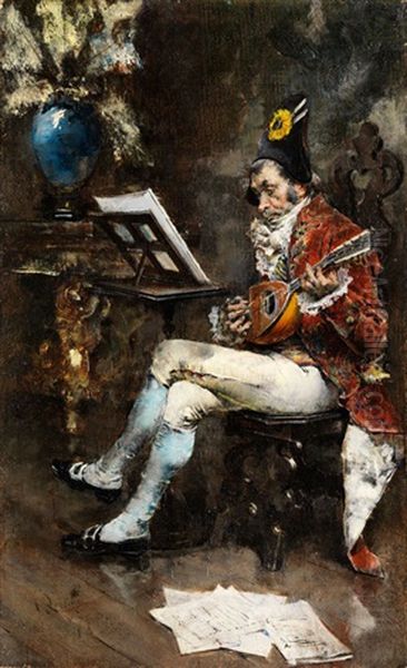 Hofischer Mandolinenspieler Im Salon Oil Painting by Giovanni Boldini